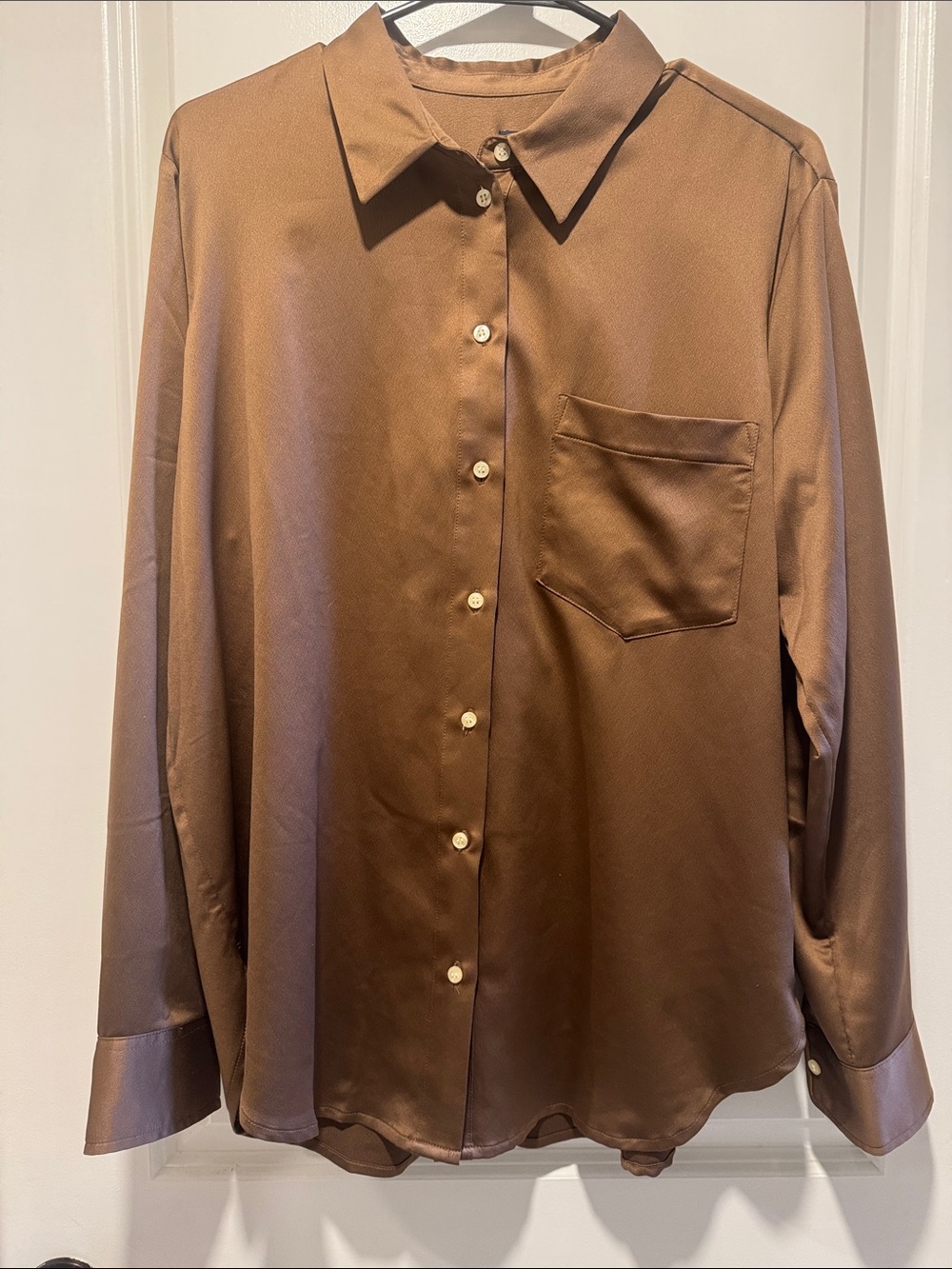 GAP Brown Satin Button-Down Blouse